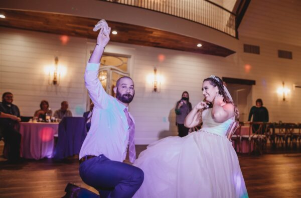 classic garter toss at amazing wedding reception