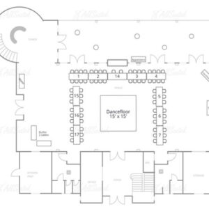 Floor plan for 50 guests at the French farmhouse venue in Collinsville, Texas!