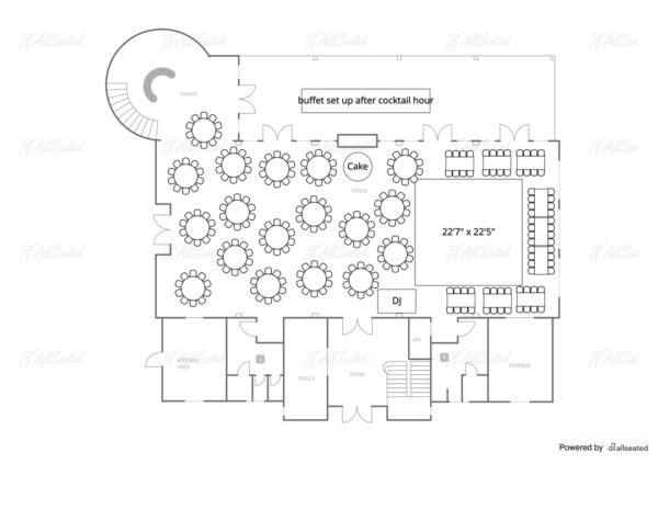 Floor plan for 252 guests at the French farmhouse venue in Collinsville, Texas!