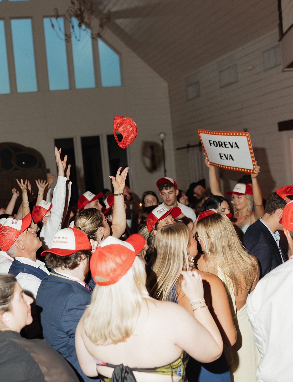 Custom 4th of July trucker hats by Everyday Image as wedding favors for Nina and Gage's guests