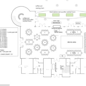 Floor plan for 151 guests at the French farmhouse venue in Collinsville, Texas!