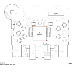 Floor plan for 150 guests at the French farmhouse venue in Collinsville, Texas!
