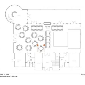 Floor plan for 160 guests at the French farmhouse venue in Collinsville, Texas!