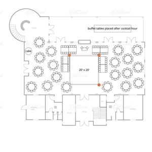 Floor plan for 250 guests at the French farmhouse venue in Collinsville, Texas!